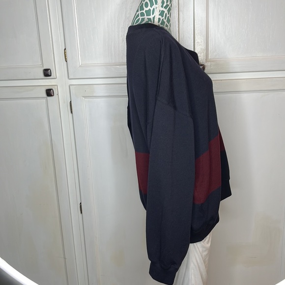 Paul Shark Yachting Men's XL Crew Neck Sweater Navy Blue Maroon Made in Italy - Picture 3 of 12